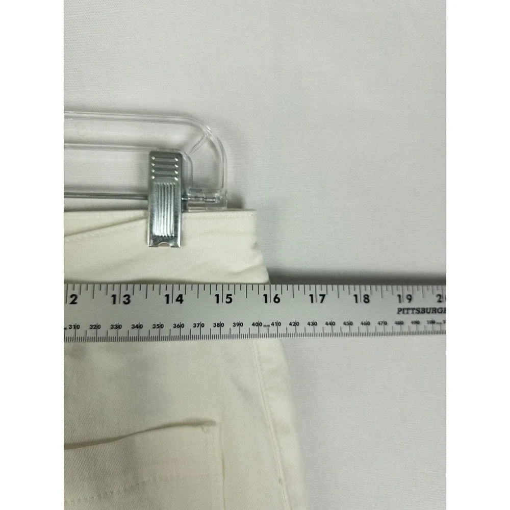 Judy Blue Wide Leg Crop Jeans Womens 11/30 Ivory Raw Hem Patch Pocket Coastal